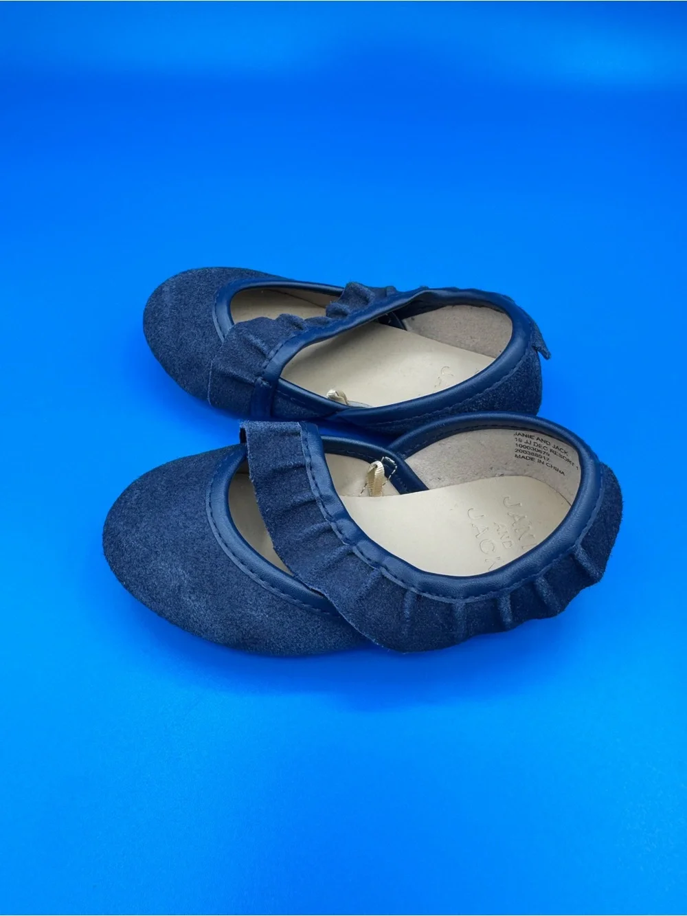 Janie and Jack Navy Blue Mary Jane Shoes with Ruffled Strap